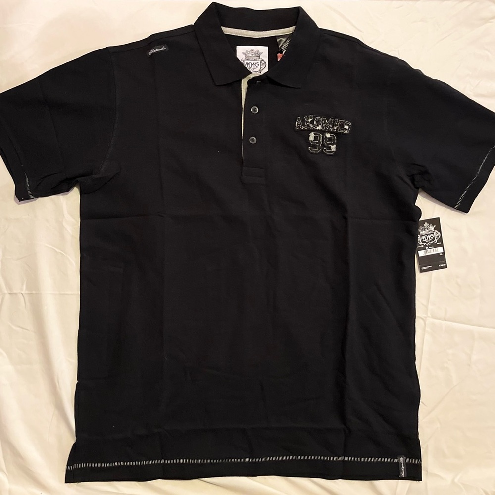 Akademiks Shirt Mens Black XL 100% Cotton Pique Polo Y2K NWT